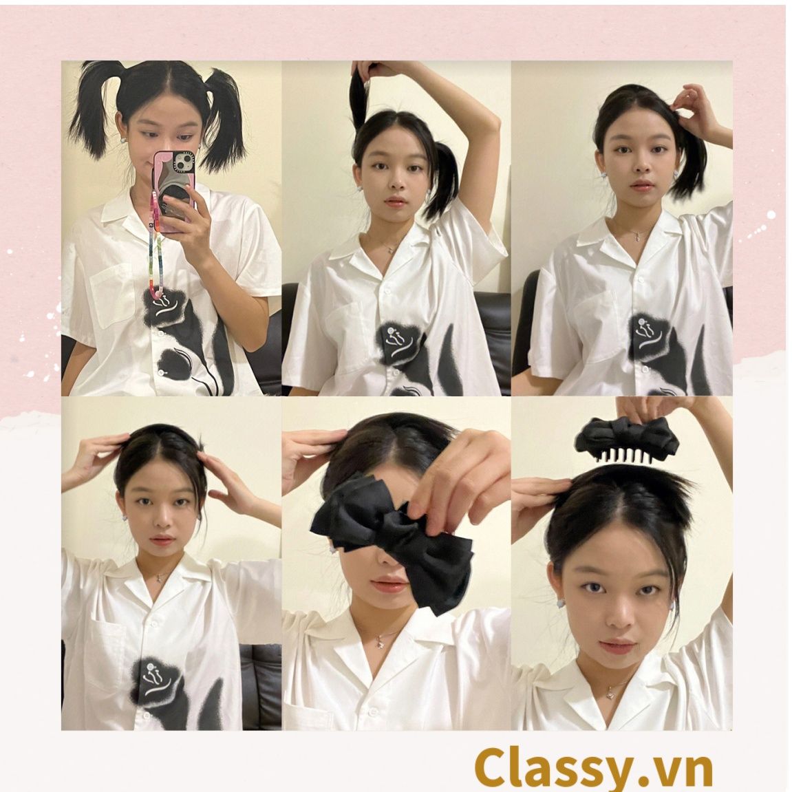 Classy Kẹp càng cua, kẹp tóc đính nơ bảng lớn, dễ tạo kiểu, không gây rụng tóc PK1554
