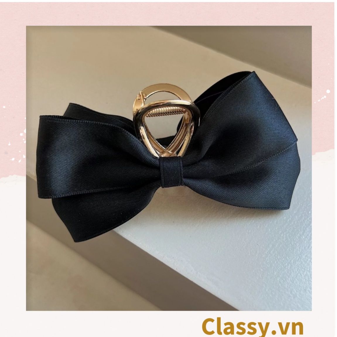 Classy Kẹp càng cua, kẹp tóc đính nơ bảng lớn, dễ tạo kiểu, không gây rụng tóc PK1554