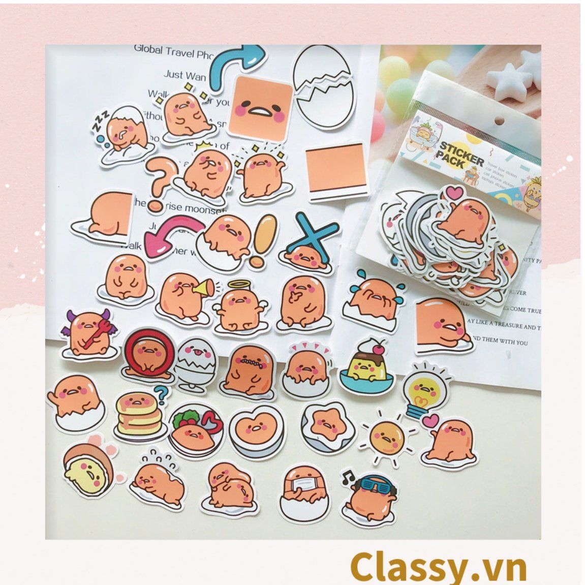 Classy Sticker trang trí mix ngẫu nhiên, dán laptop, điện thoại, sổ, bình nước nhiều họa tiết PK1559