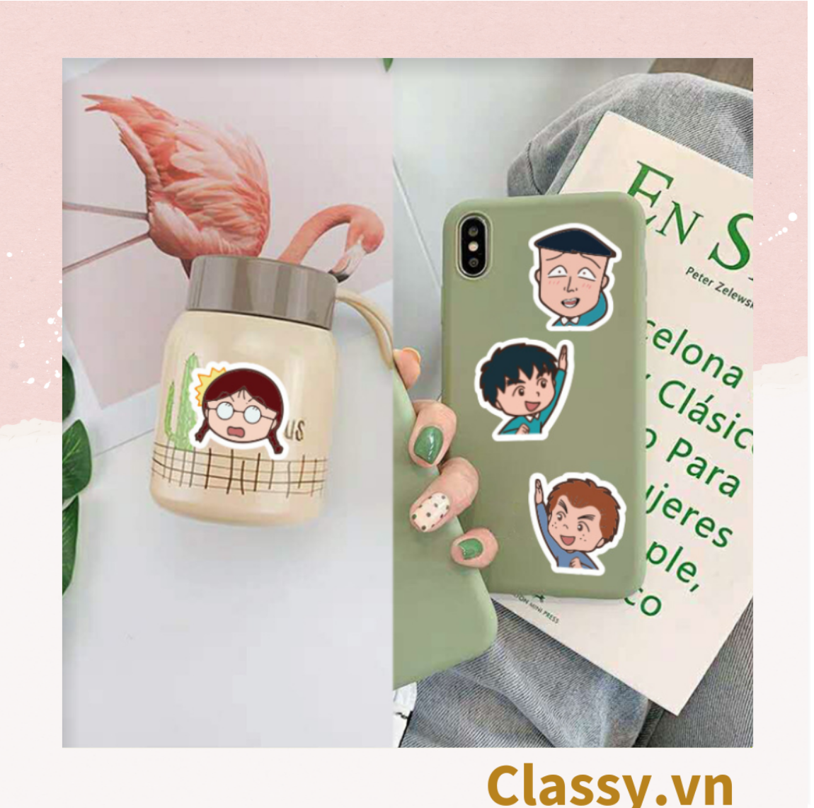 Classy Sticker trang trí mix ngẫu nhiên, dán laptop, điện thoại, sổ, bình nước nhiều họa tiết PK1559