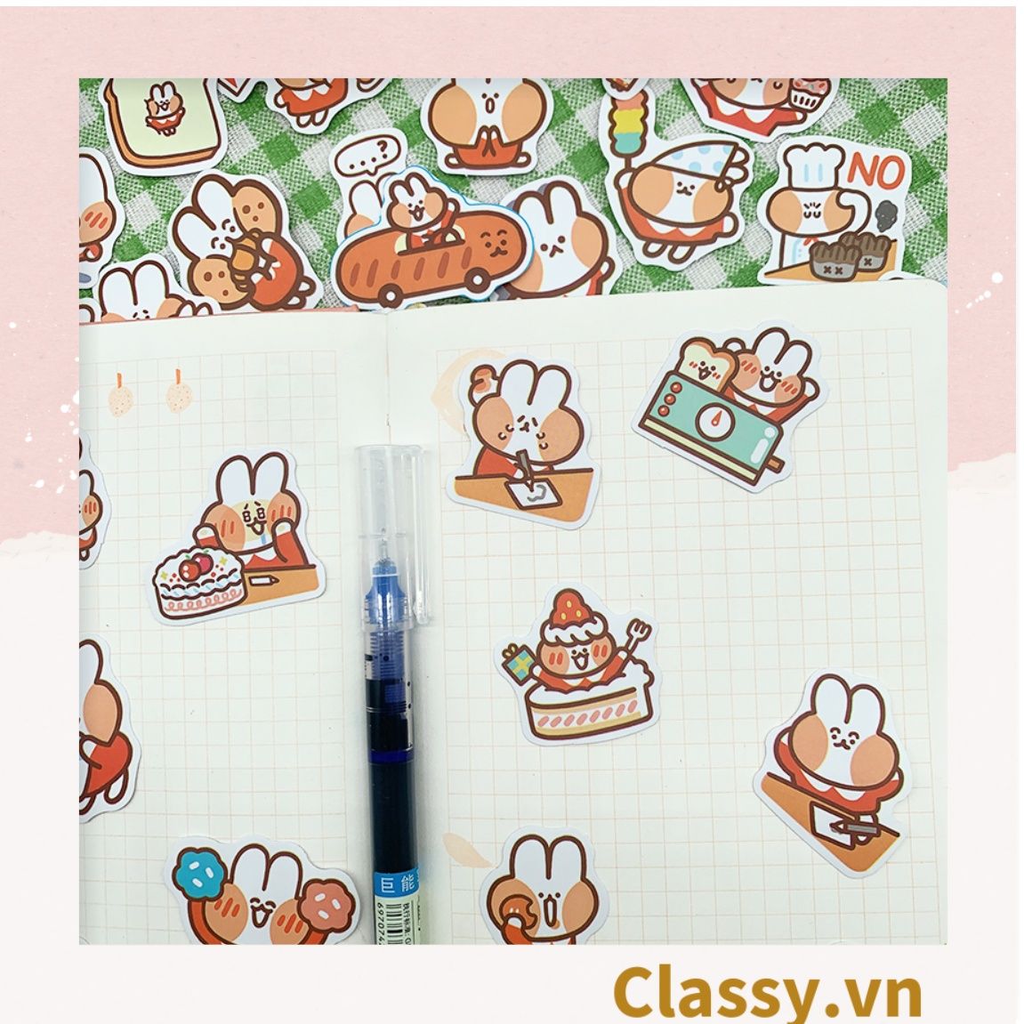 Classy Sticker trang trí mix ngẫu nhiên, dán laptop, điện thoại, sổ, bình nước nhiều họa tiết PK1559
