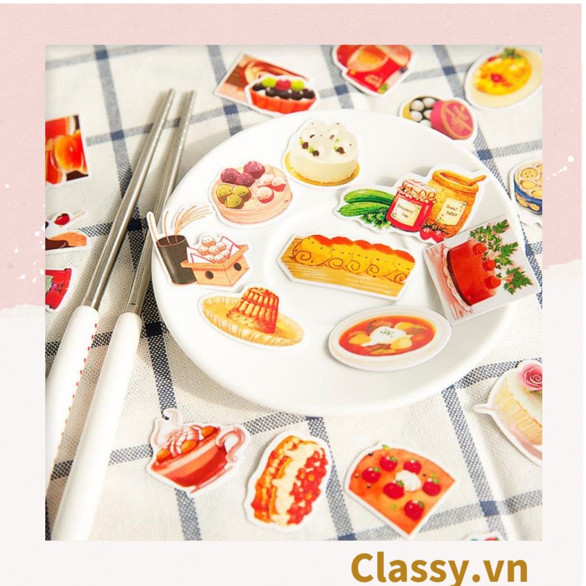  Classy Sticker trang trí mix ngẫu nhiên, dán laptop, điện thoại, sổ, bình nước nhiều họa tiết PK1559 