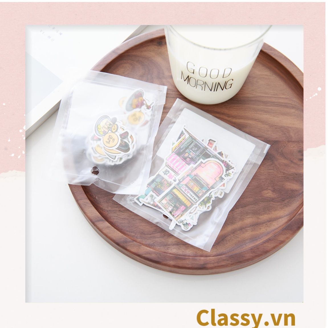 Classy Sticker trang trí mix ngẫu nhiên, dán laptop, điện thoại, sổ, bình nước nhiều họa tiết PK1559