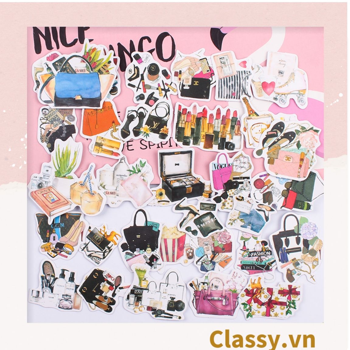 Classy Sticker trang trí mix ngẫu nhiên, dán laptop, điện thoại, sổ, bình nước nhiều họa tiết PK1559