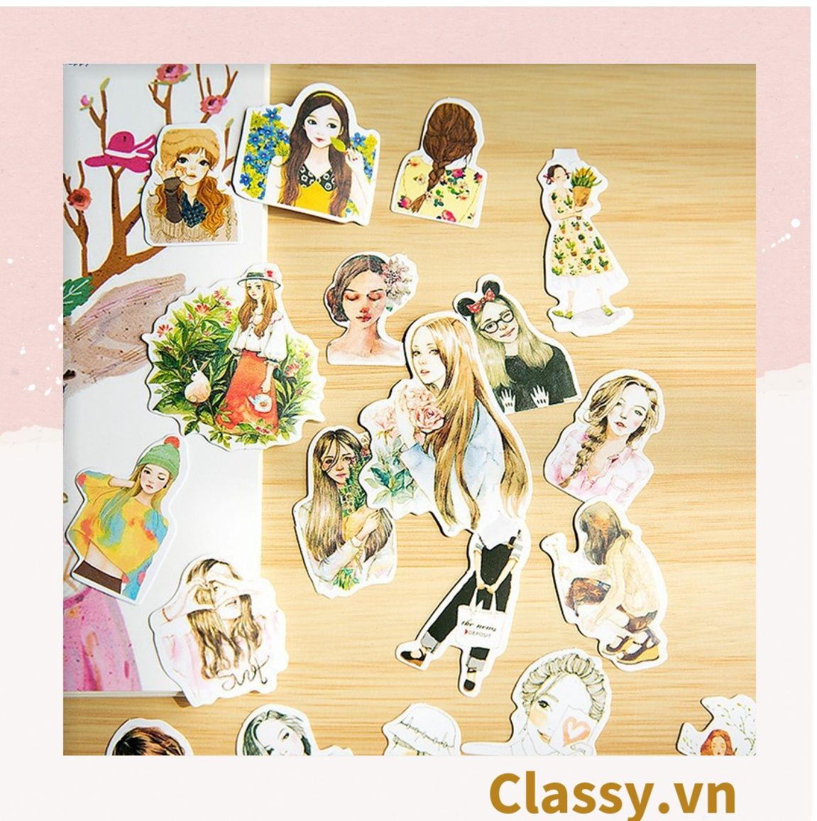 Classy Sticker trang trí mix ngẫu nhiên, dán laptop, điện thoại, sổ, bình nước nhiều họa tiết PK1559
