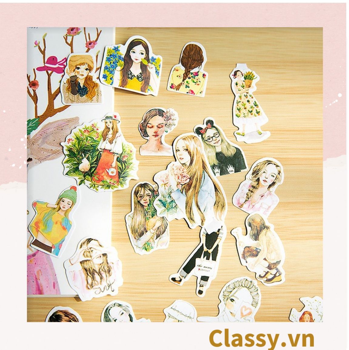  Classy Sticker trang trí mix ngẫu nhiên, dán laptop, điện thoại, sổ, bình nước nhiều họa tiết PK1559 