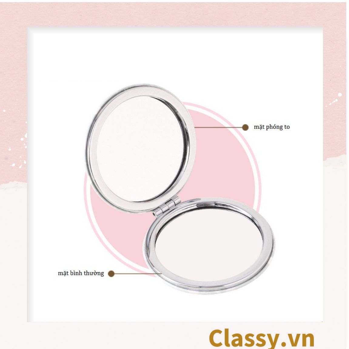 Gương mini cầm tay 2 mặt với nhiều họa tiết đáng yêu PK1562