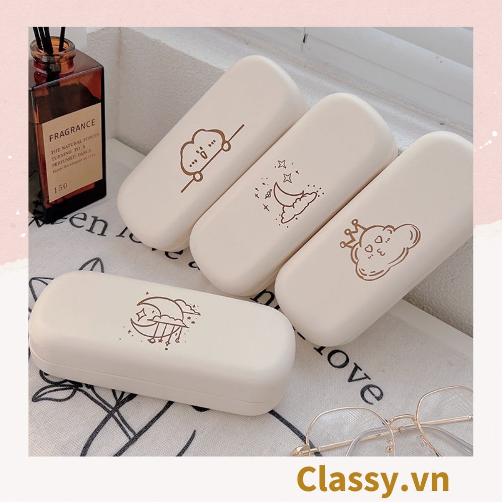  Classy Hộp đựng mắt kính màu kem, chống sốc, chống trầy xướt PK1568 