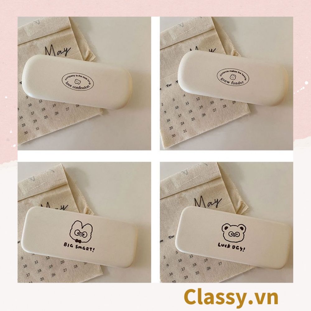  Classy Hộp đựng mắt kính màu kem, chống sốc, chống trầy xướt PK1568 