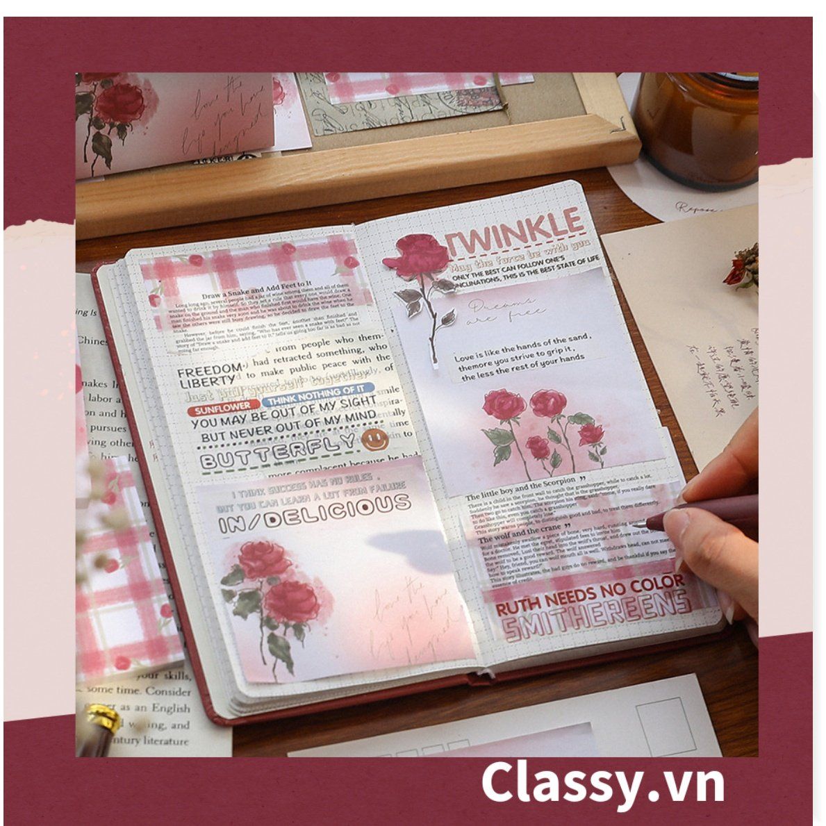 Classy Giấy ghi chú, giấy note họa tiết hoa phong cách hàn quốc PK1569