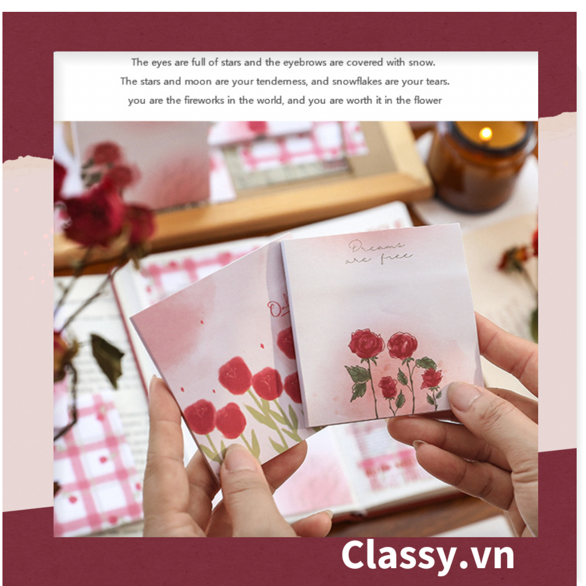 Classy Giấy ghi chú, giấy note họa tiết hoa phong cách hàn quốc PK1569