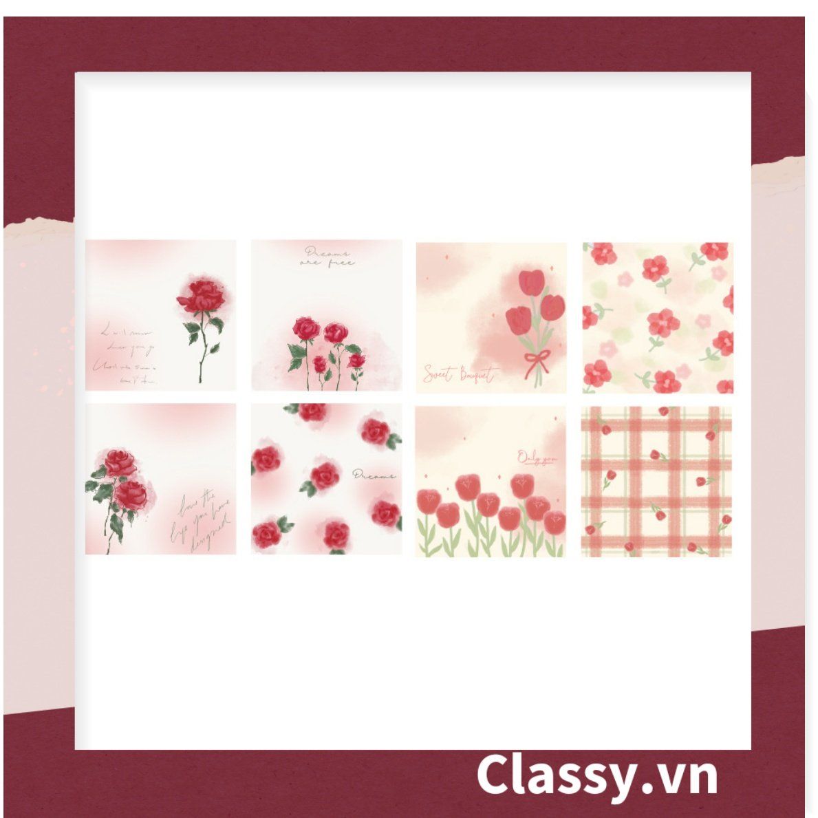 Classy Giấy ghi chú, giấy note họa tiết hoa phong cách hàn quốc PK1569