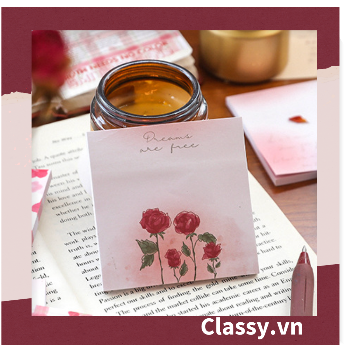 Classy Giấy ghi chú, giấy note họa tiết hoa phong cách hàn quốc PK1569