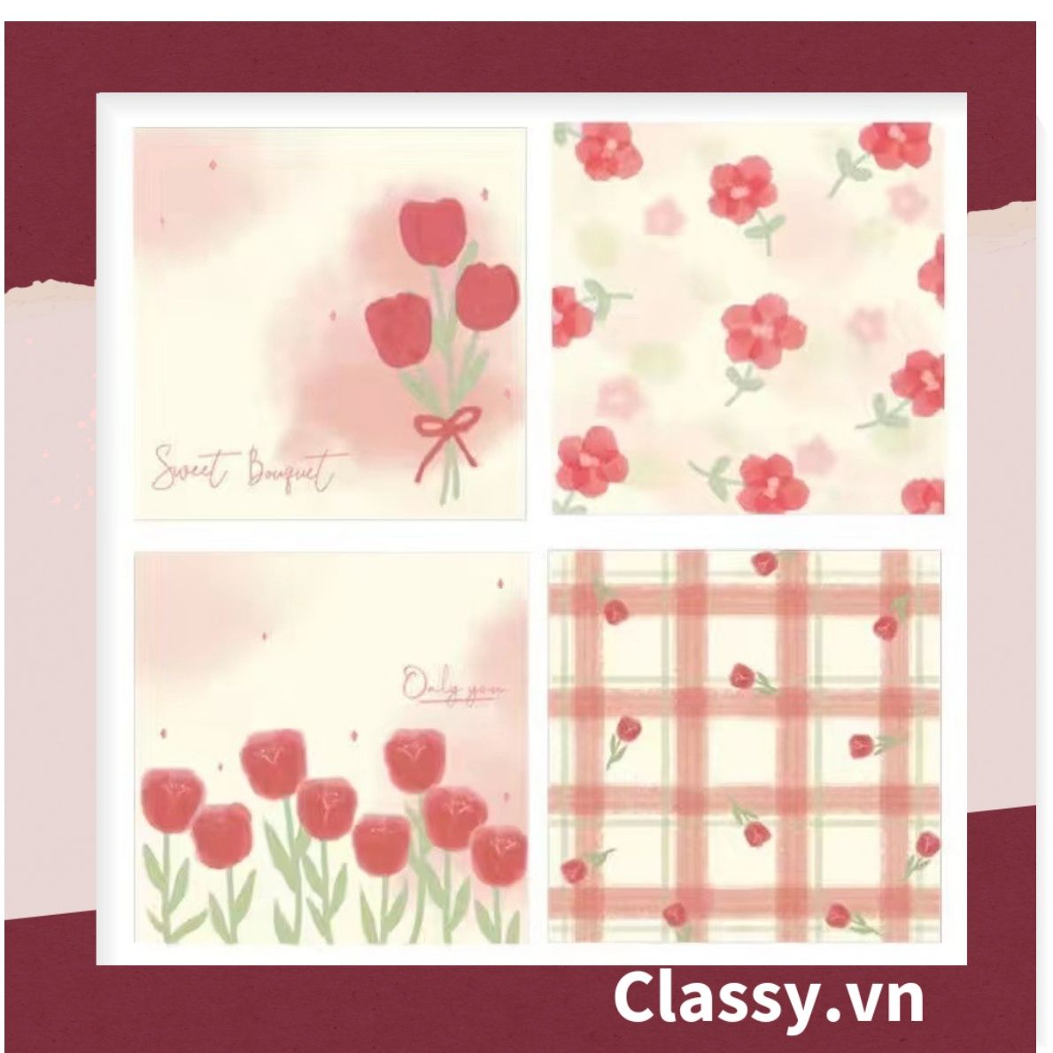 Classy Giấy ghi chú, giấy note họa tiết hoa phong cách hàn quốc PK1569