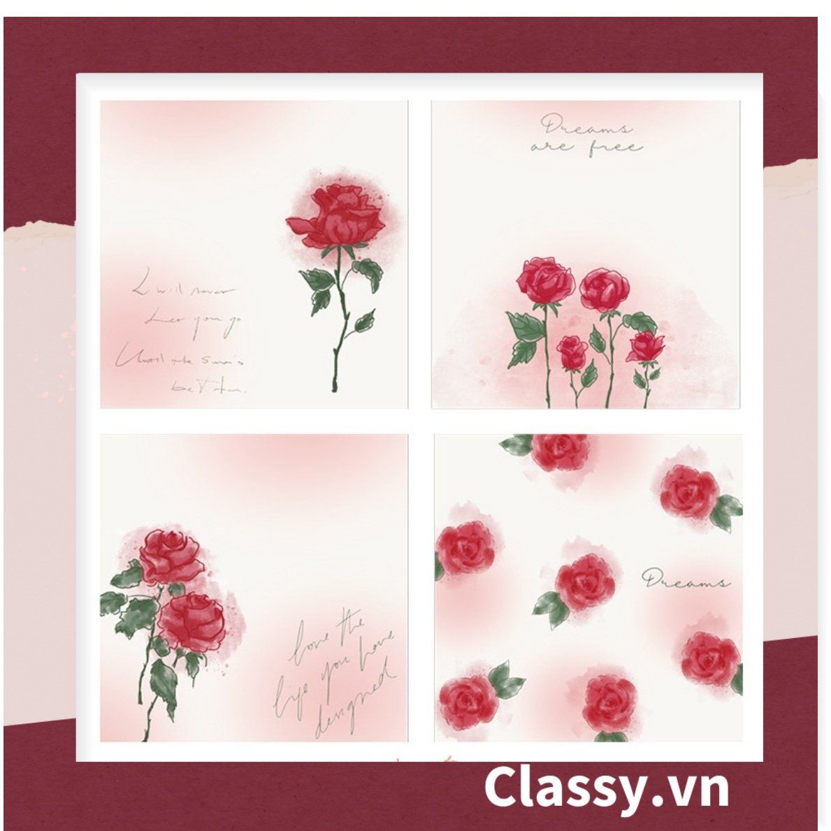 Classy Giấy ghi chú, giấy note họa tiết hoa phong cách hàn quốc PK1569