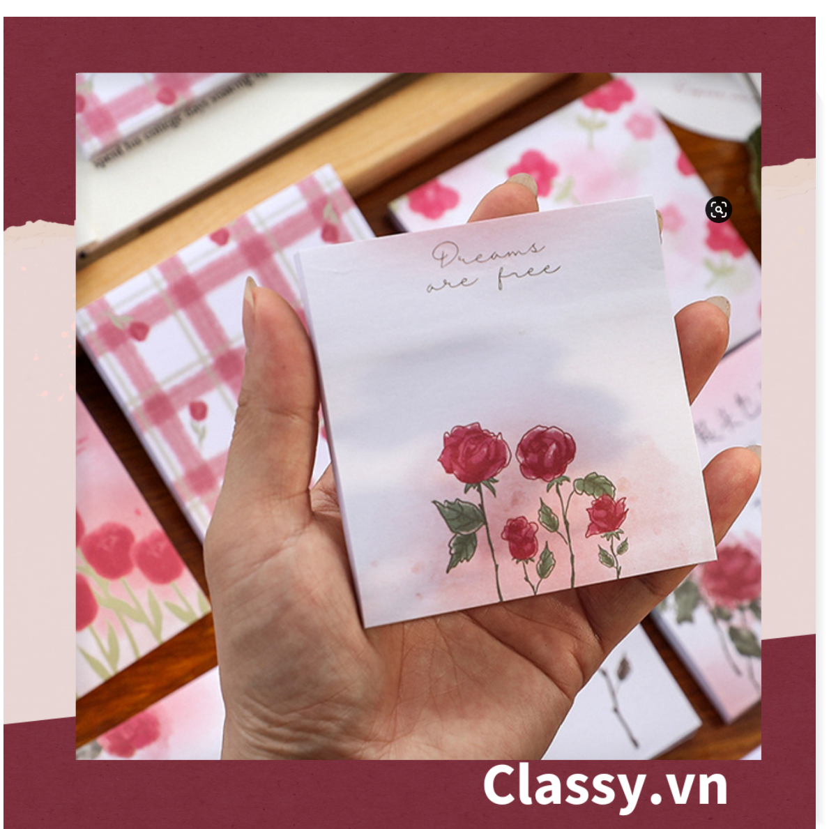 Classy Giấy ghi chú, giấy note họa tiết hoa phong cách hàn quốc PK1569