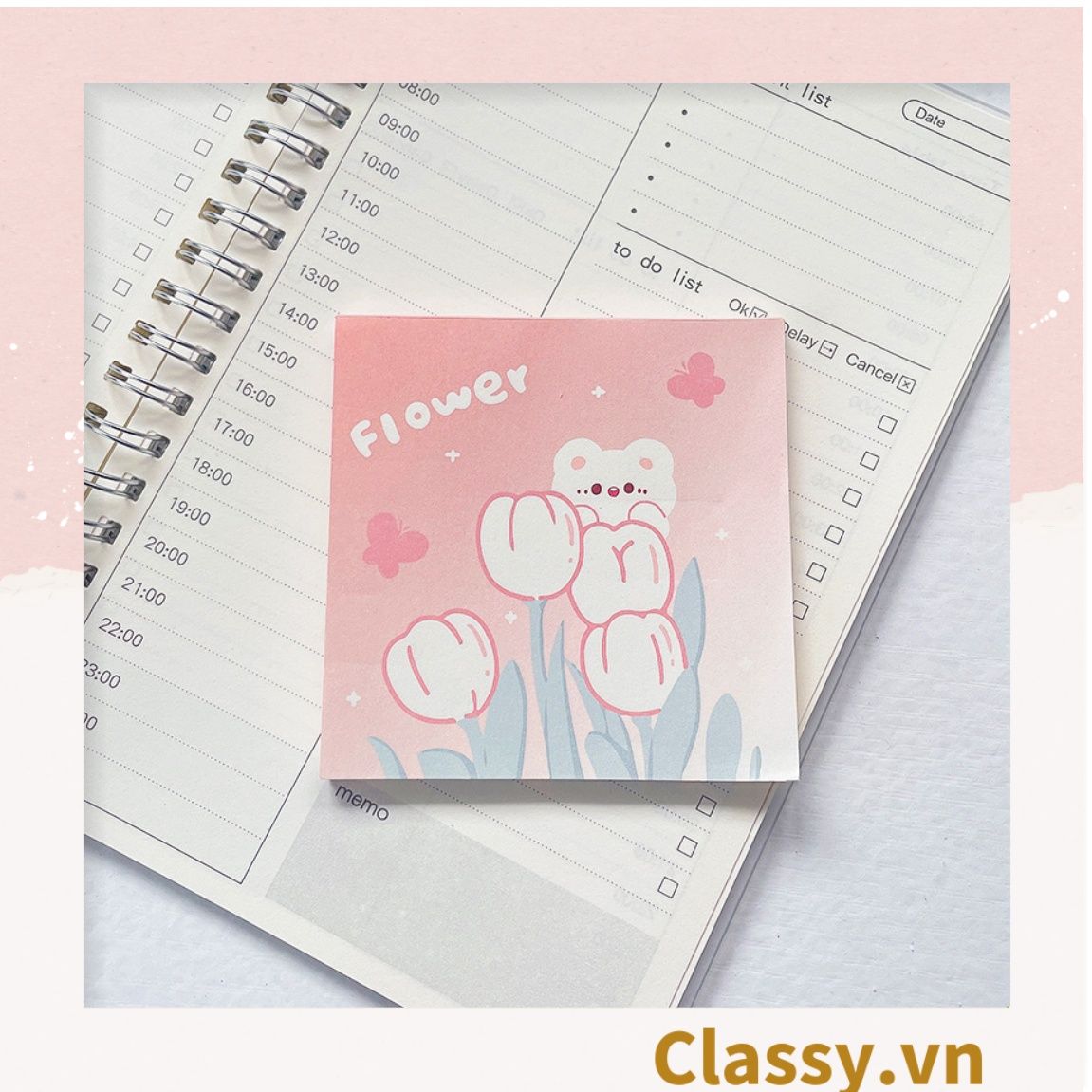 Classy Giấy ghi chú, giấy note họa tiết hoa phong cách hàn quốc PK1569