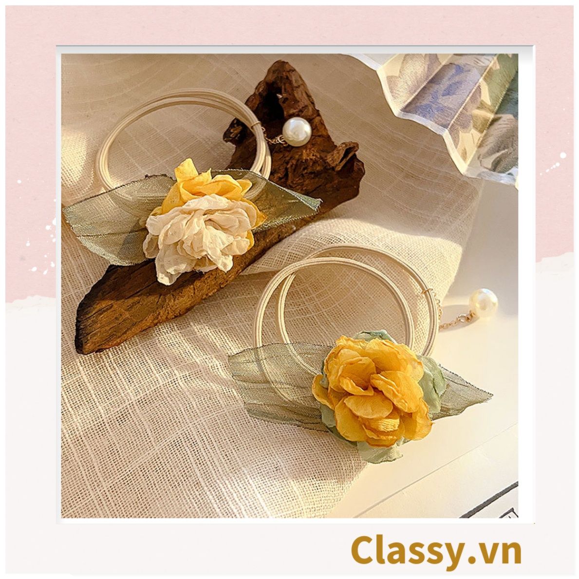  Classy Dây cột tóc, Scrunchies hoa hướng dương phong cách hàn quốc PK1575 