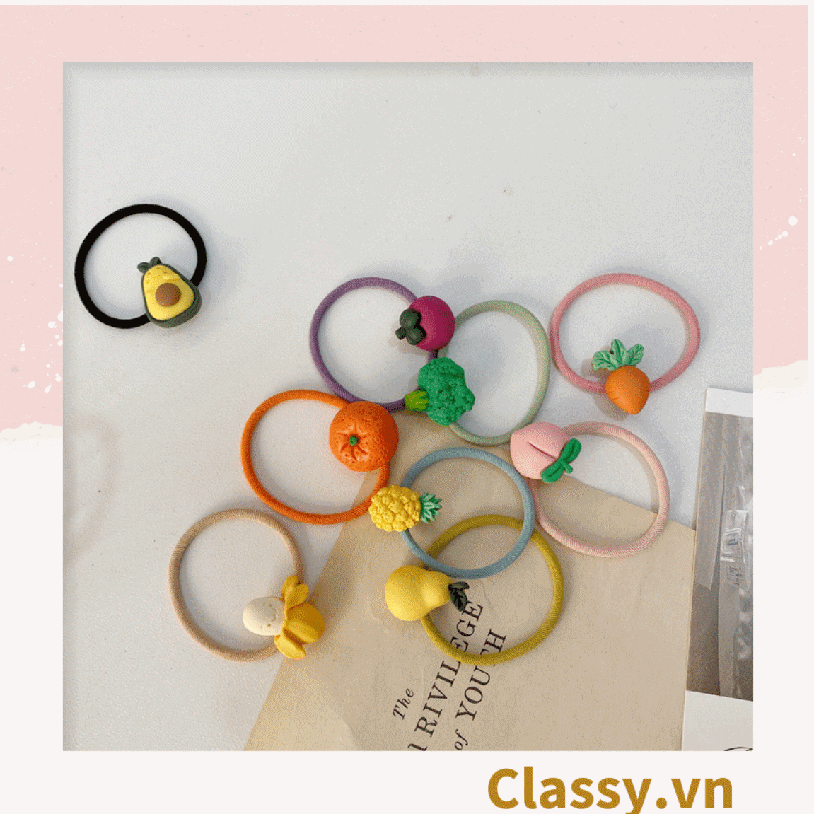 Classy Dây cột tóc phong cách trái cây mùa hè PK1578