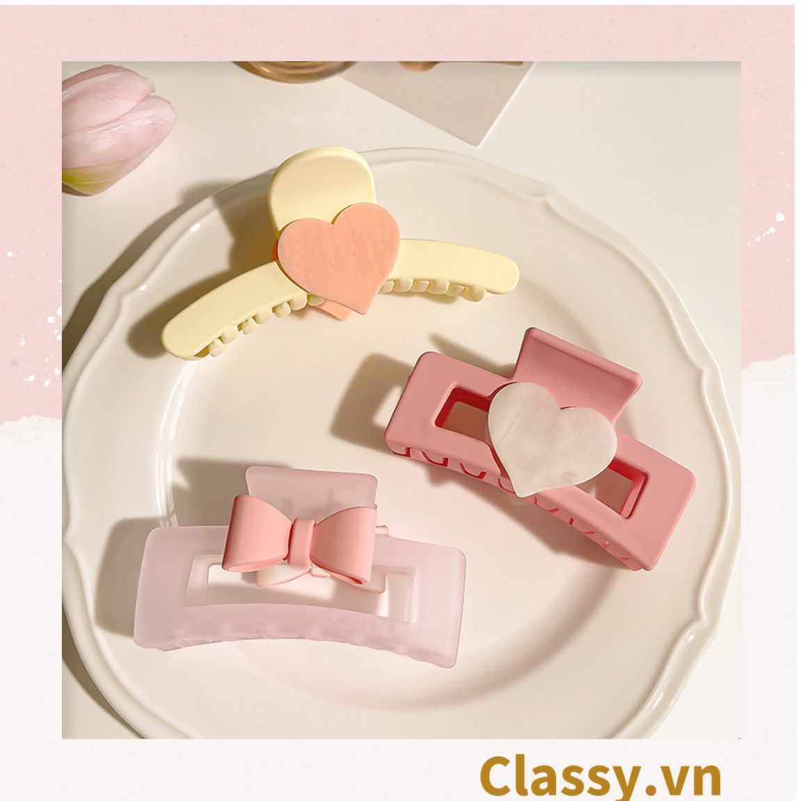  Classy Kẹp càng cua màu thạch pastel, dễ tạo kiểu, không gây rụng tóc PK1580 