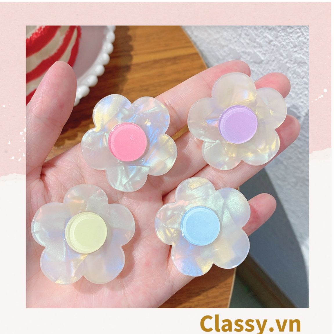 Classy Kẹp tóc mái kích thước 3.8cm, bông hoa nhỏ phụ kiện tóc dễ thương PK1586