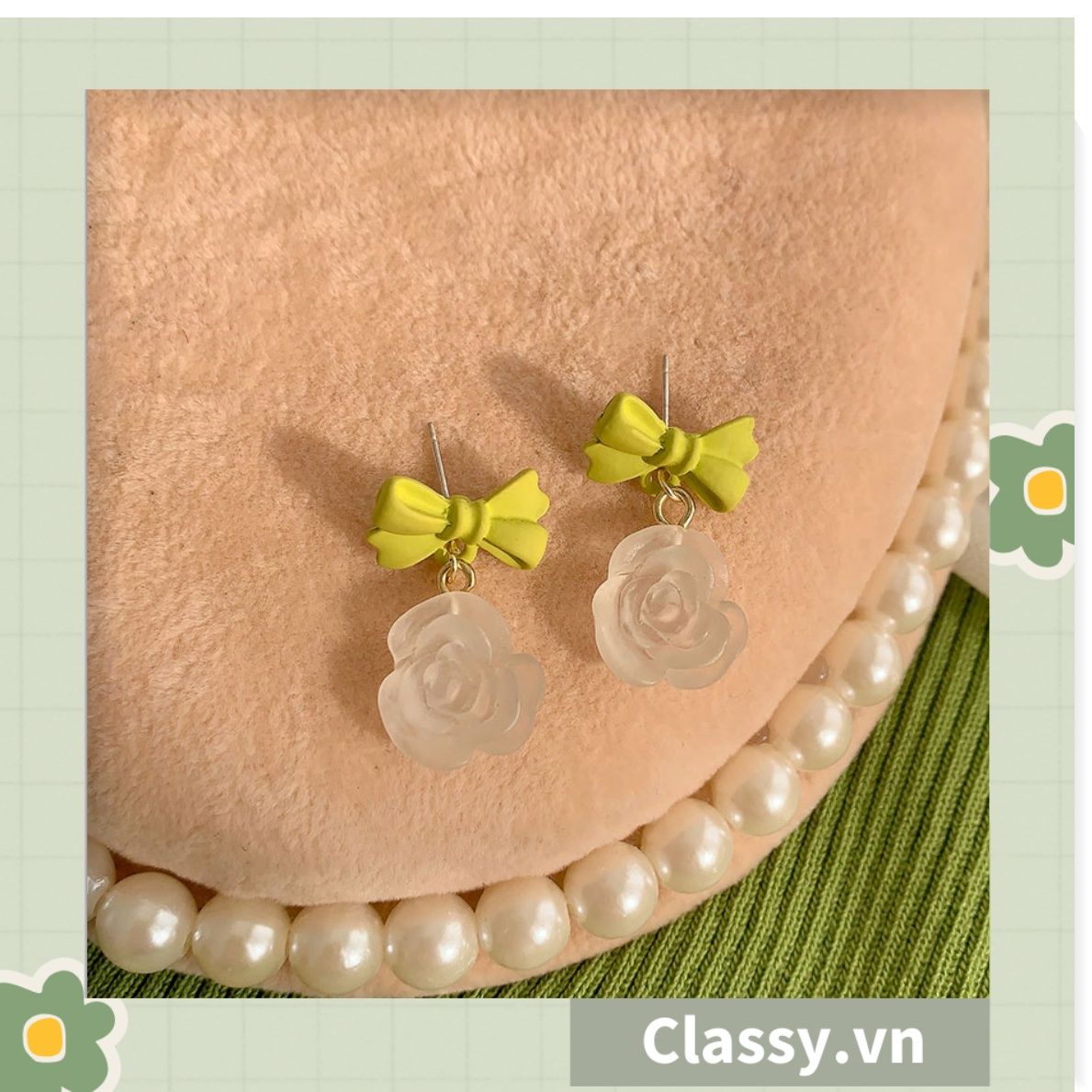 Classy Khuyên tai hoa nhiều kiểu dáng nữ tính siêu dễ thương PK1594