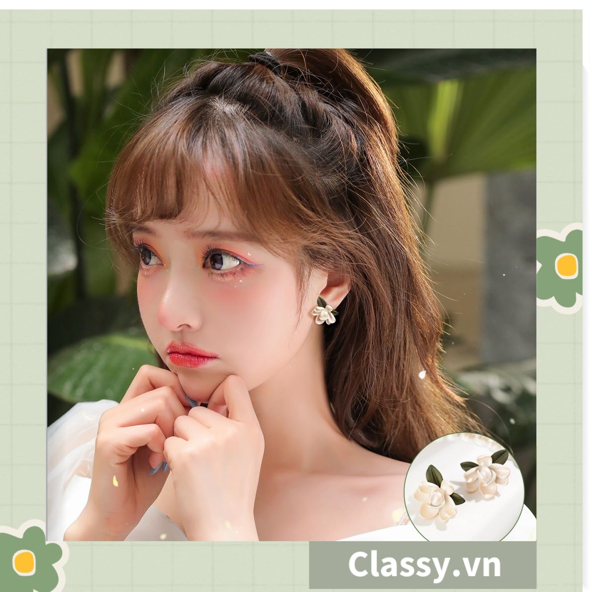 Classy Khuyên tai hoa nhiều kiểu dáng nữ tính siêu dễ thương PK1594