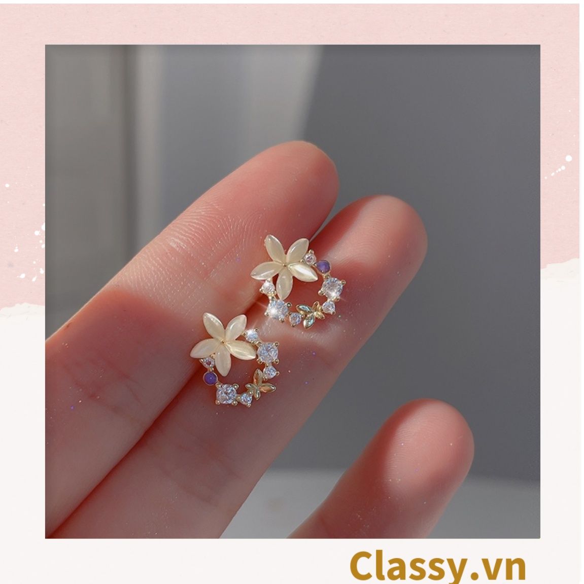 Classy Khuyên tai hoa kiểu dáng độc đáo dễ thương PK1605
