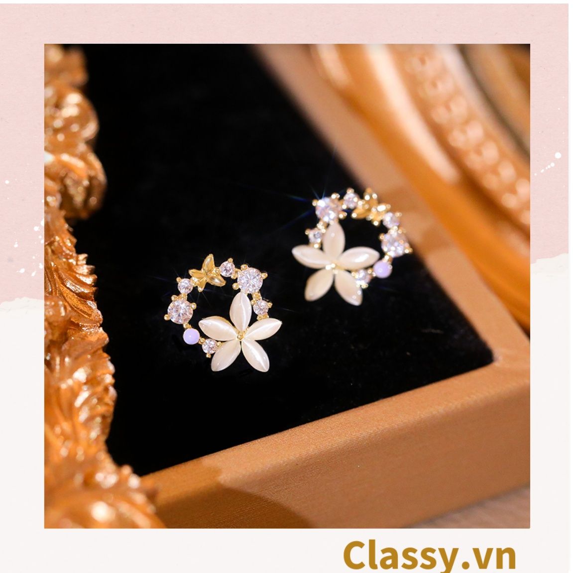 Classy Khuyên tai hoa kiểu dáng độc đáo dễ thương PK1605