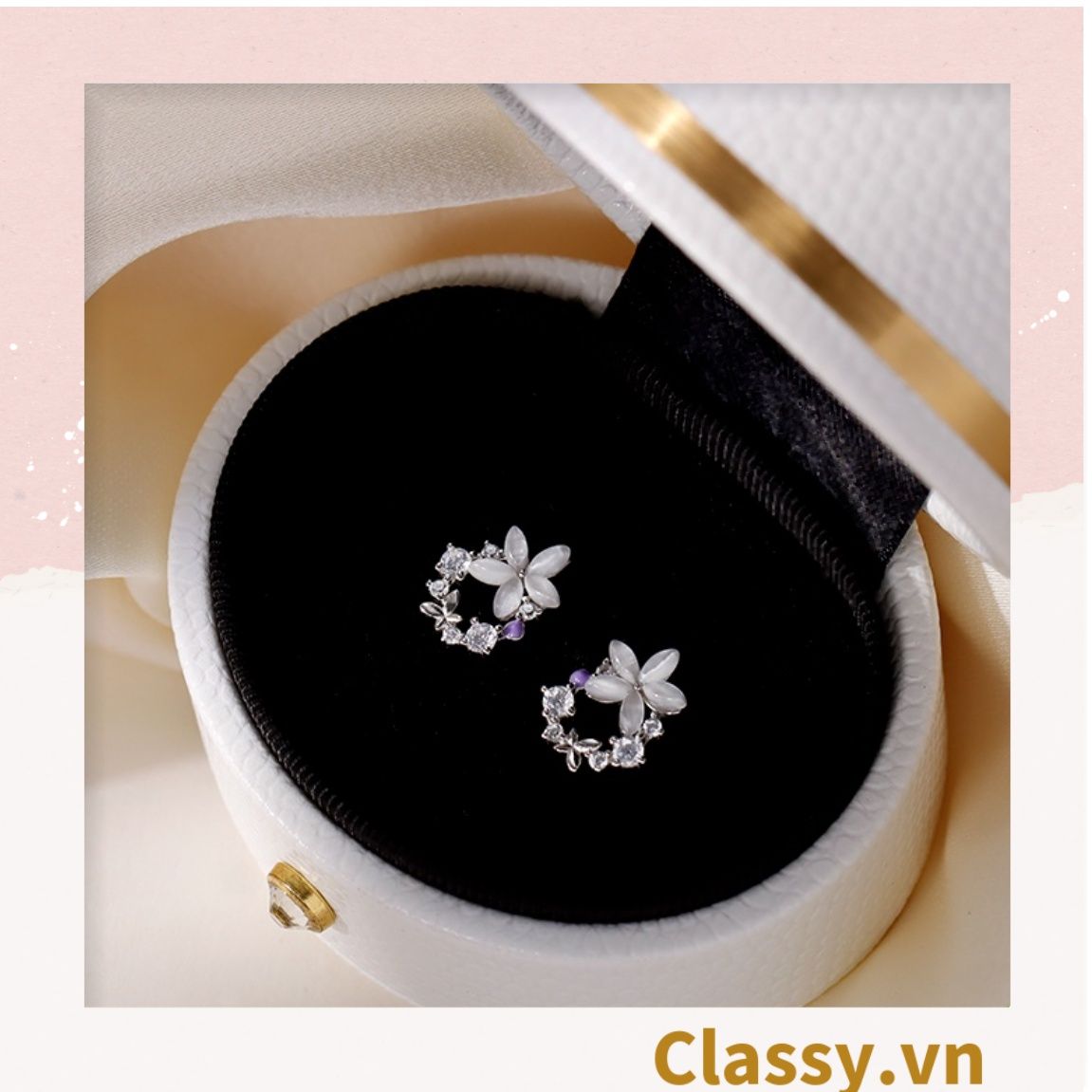 Classy Khuyên tai hoa kiểu dáng độc đáo dễ thương PK1605