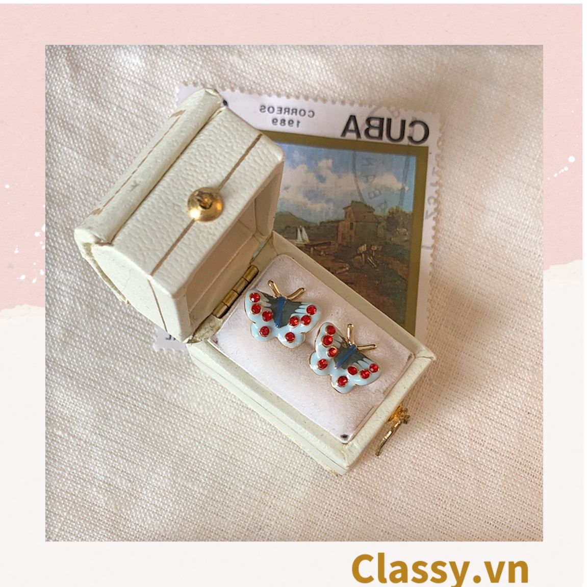 Classy Khuyên tai họa tiết bướm dễ thương PK1606