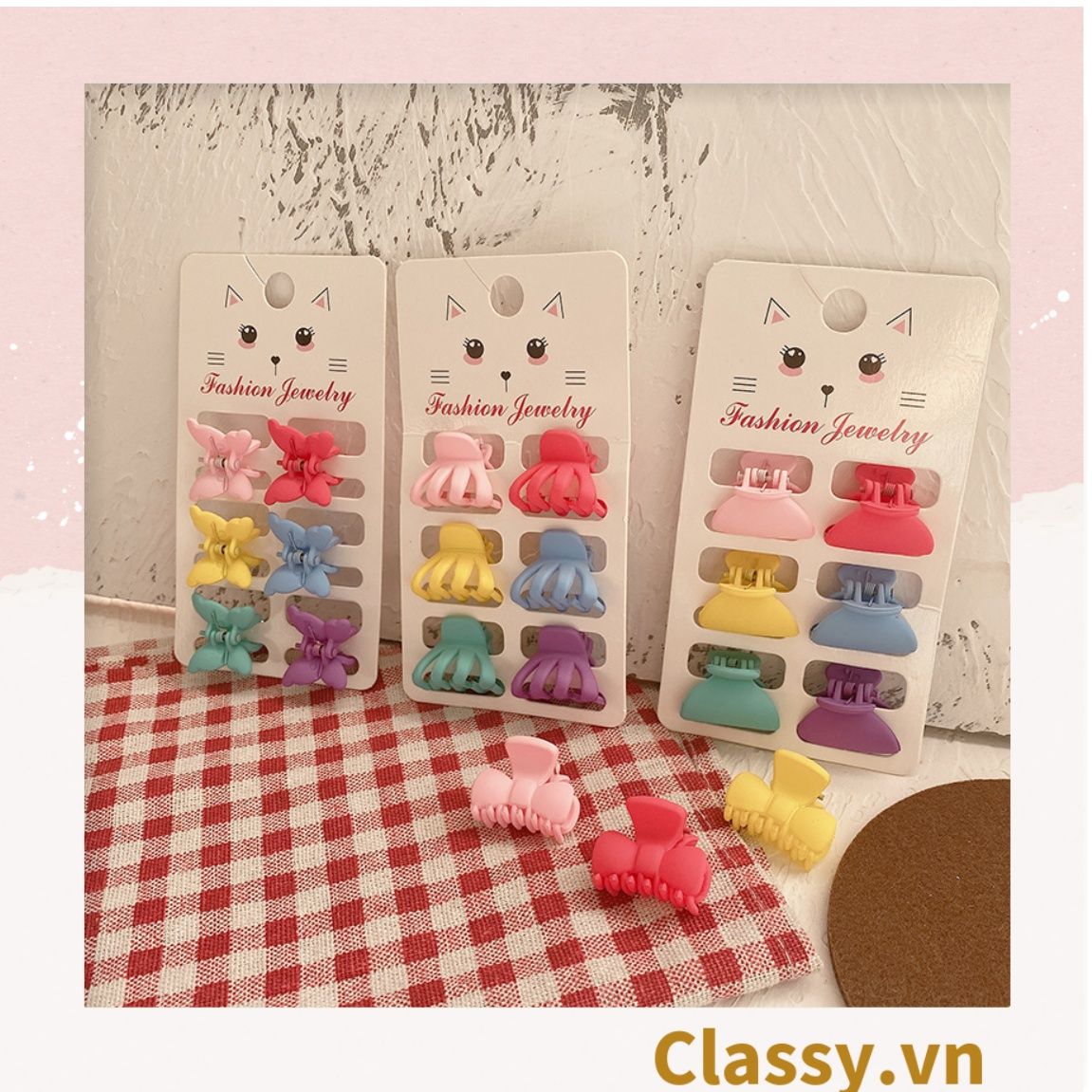  Classy Set 3 kẹp càng cua, kẹp tóc cỡ nhỏ nhiều kiểu dáng PK1610 