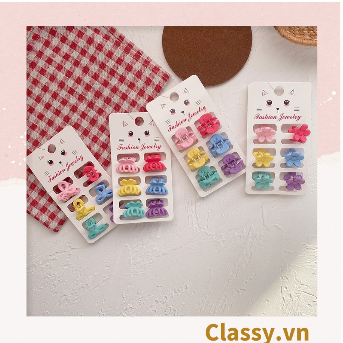  Classy Set 3 kẹp càng cua, kẹp tóc cỡ nhỏ nhiều kiểu dáng PK1610 