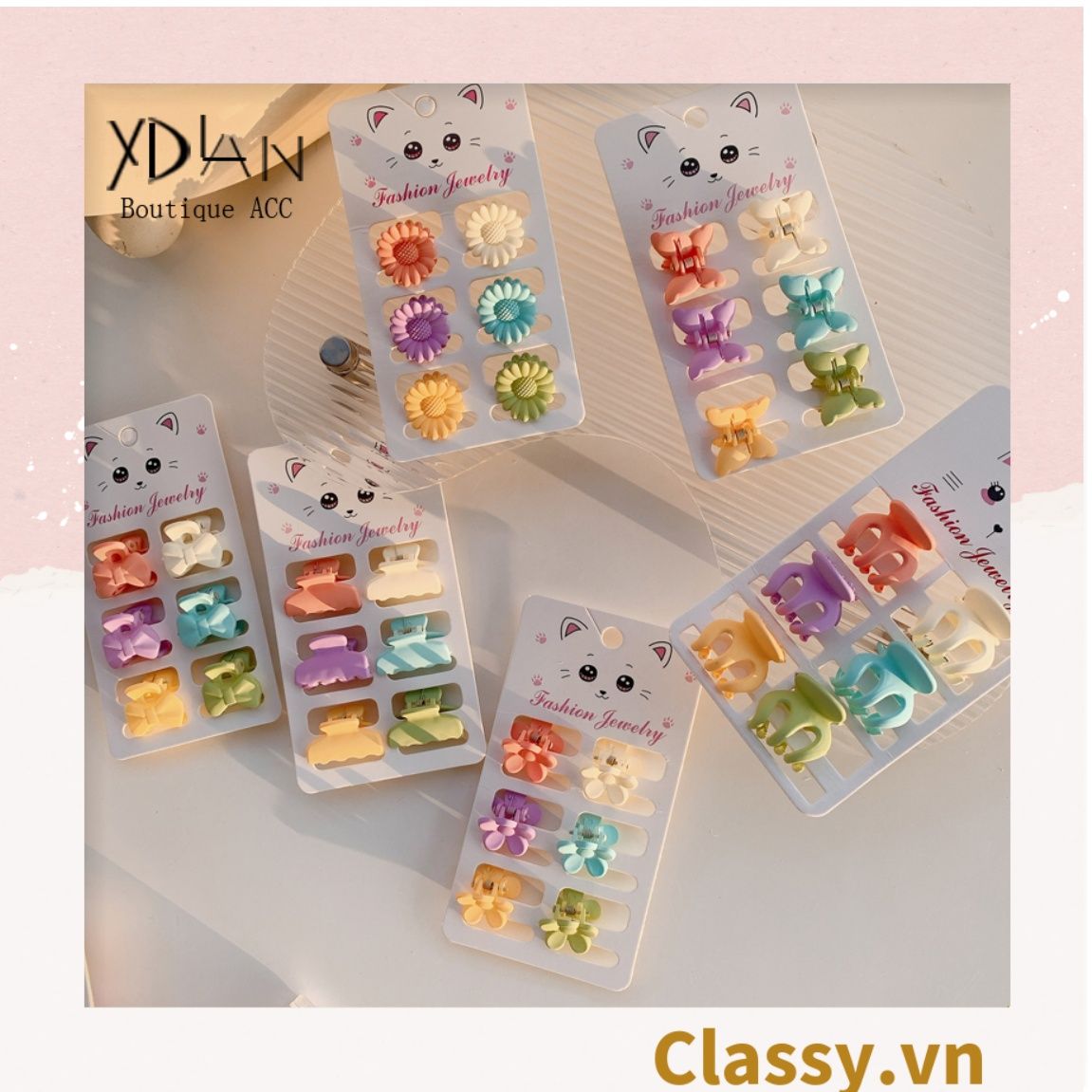  Classy Set 3 kẹp càng cua, kẹp tóc cỡ nhỏ nhiều kiểu dáng PK1610 