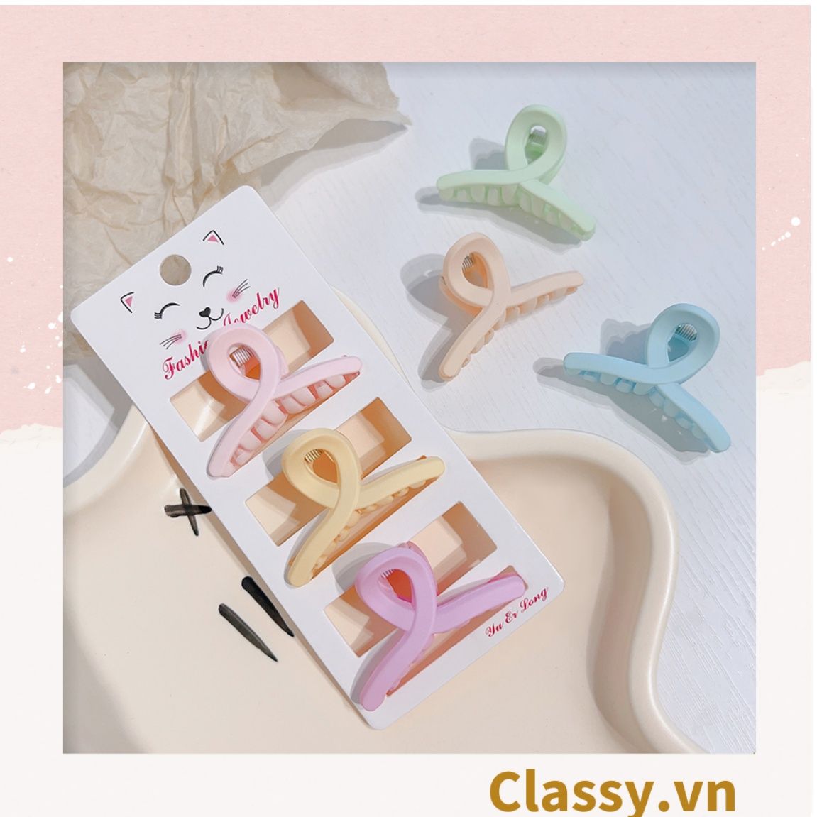Classy Set 3 kẹp càng cua, kẹp tóc cỡ nhỏ nhiều kiểu dáng PK1610