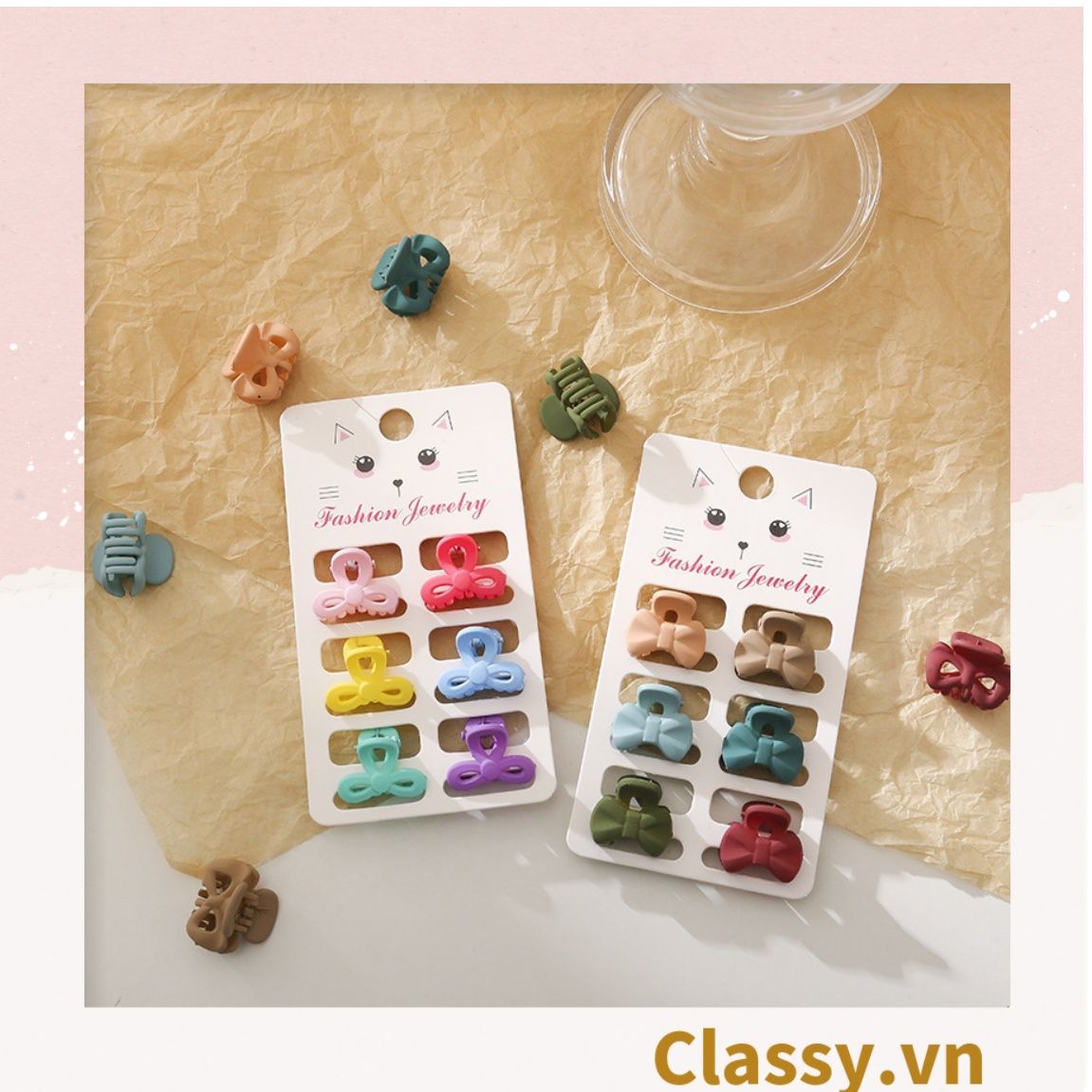  Classy Set 3 kẹp càng cua, kẹp tóc cỡ nhỏ nhiều kiểu dáng PK1610 