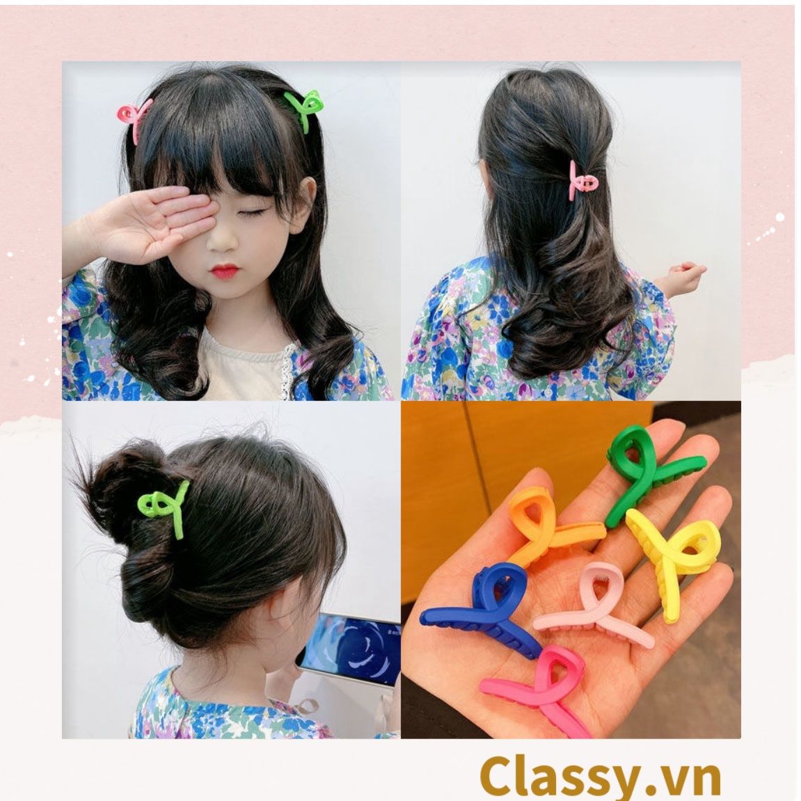 Classy Set 3 kẹp càng cua, kẹp tóc cỡ nhỏ nhiều kiểu dáng PK1610
