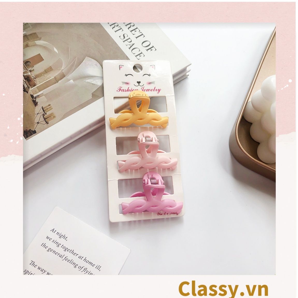  Classy Set 3 kẹp càng cua, kẹp tóc cỡ nhỏ nhiều kiểu dáng PK1610 