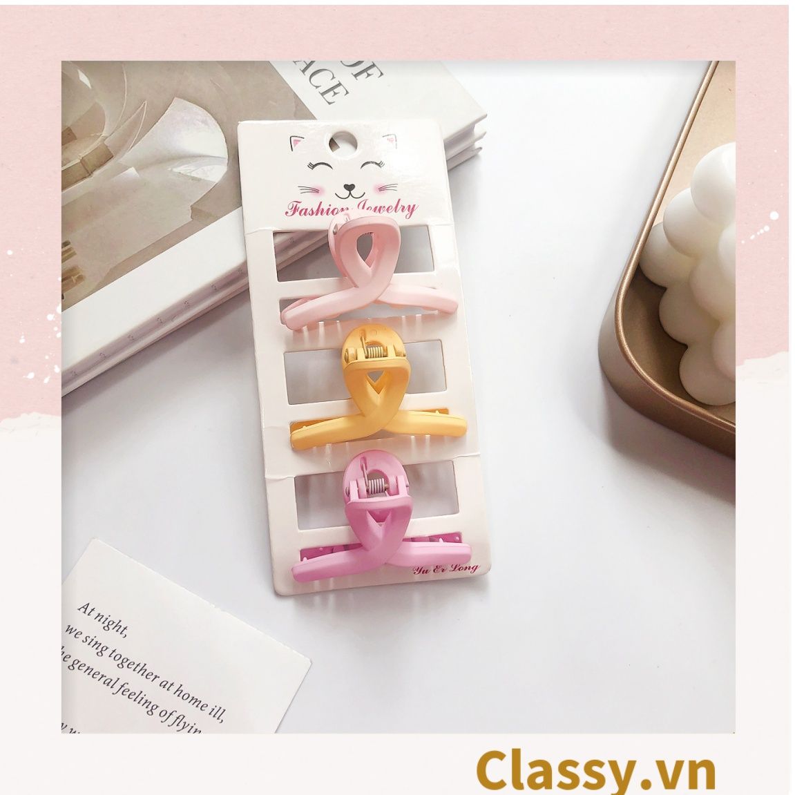  Classy Set 3 kẹp càng cua, kẹp tóc cỡ nhỏ nhiều kiểu dáng PK1610 