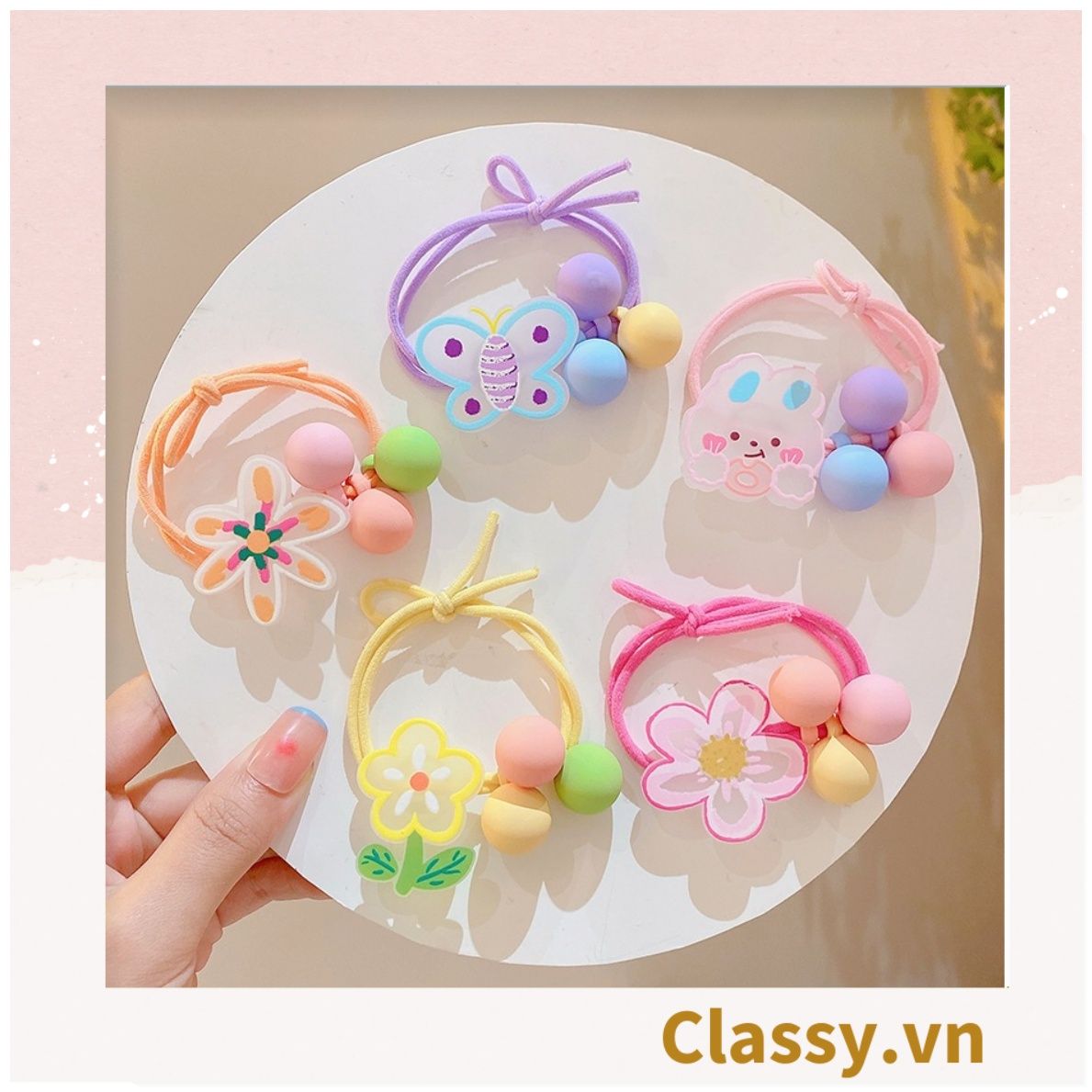 Classy Dây cột tóc phong cách hoa mùa hè PK1618