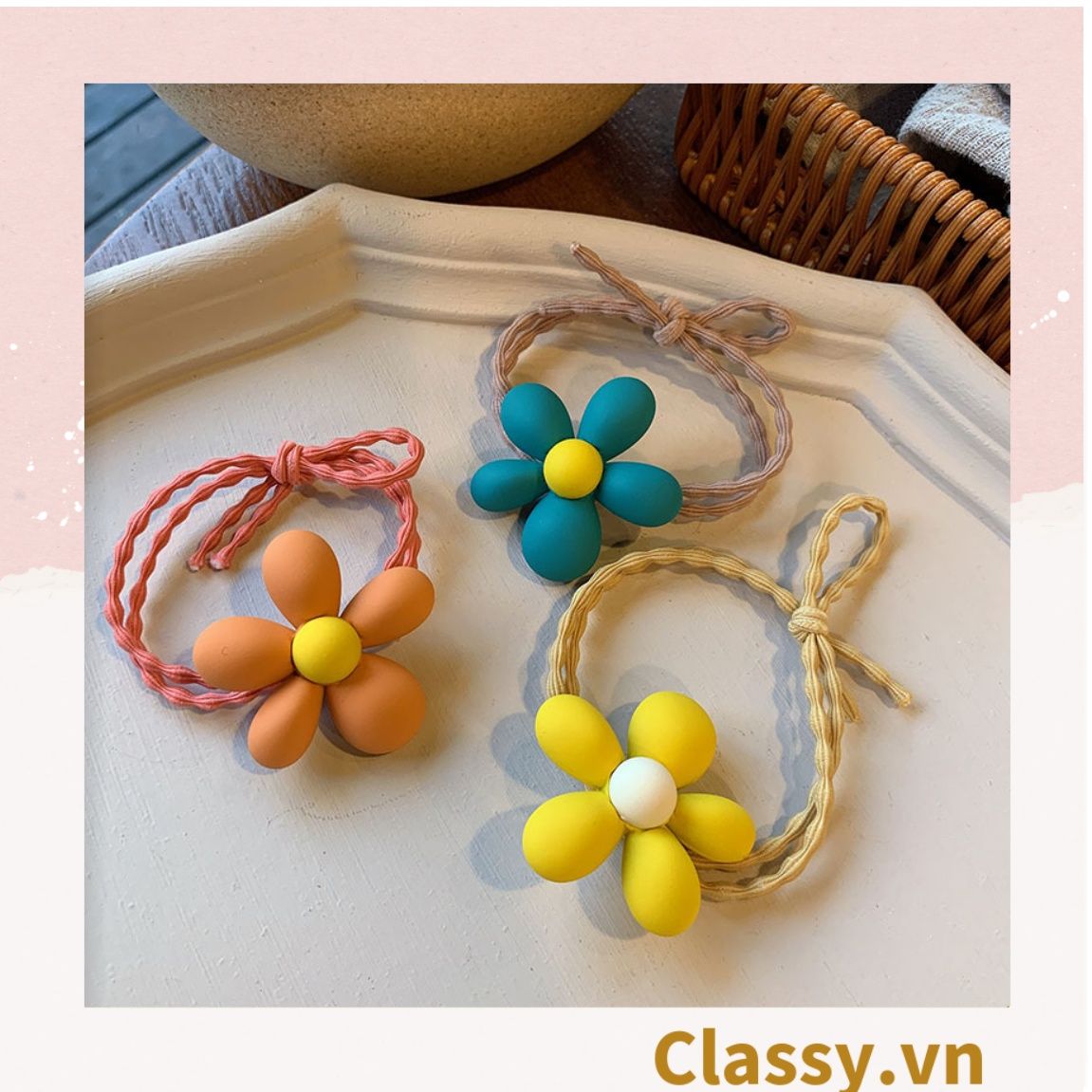 Classy Dây cột tóc phong cách hoa mùa hè PK1618