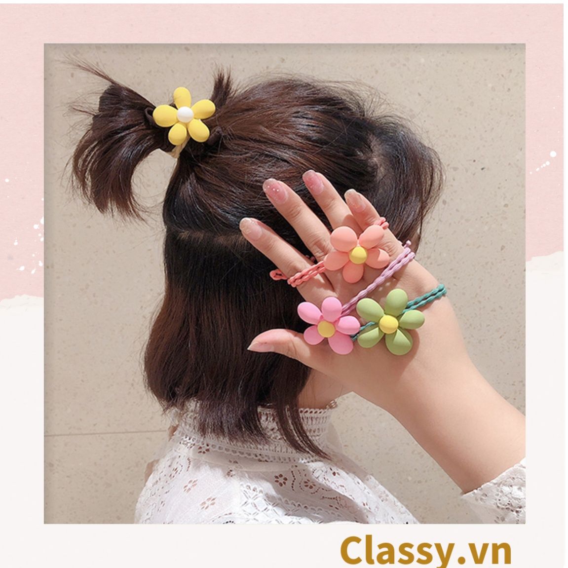 Classy Dây cột tóc phong cách hoa mùa hè PK1618