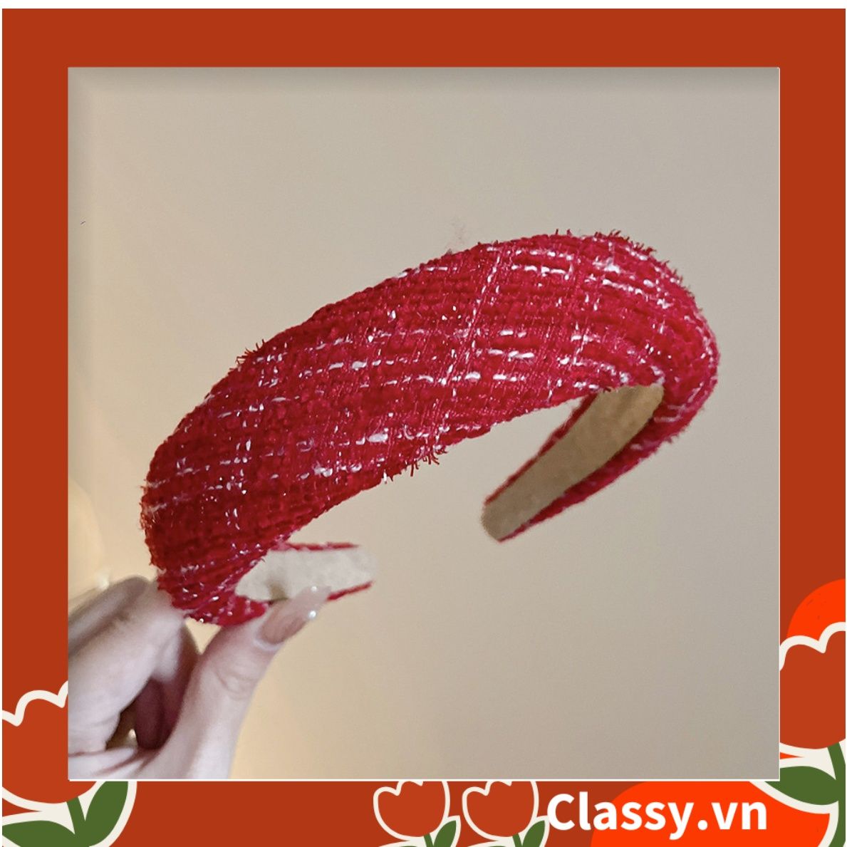 Classy Băng đô cài tóc vải tweed, sang trọng, nhiều màu hàn quốc PK1622