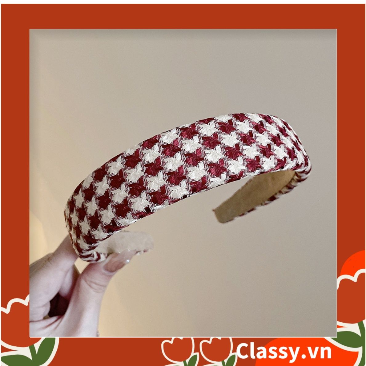 Classy Băng đô cài tóc vải tweed, sang trọng, nhiều màu hàn quốc PK1622
