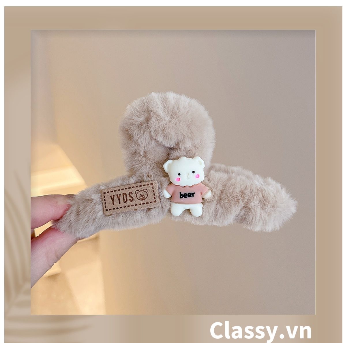  Classy Kẹp càng cua đính nơ, đính hoa màu be sang trọng PK1626 