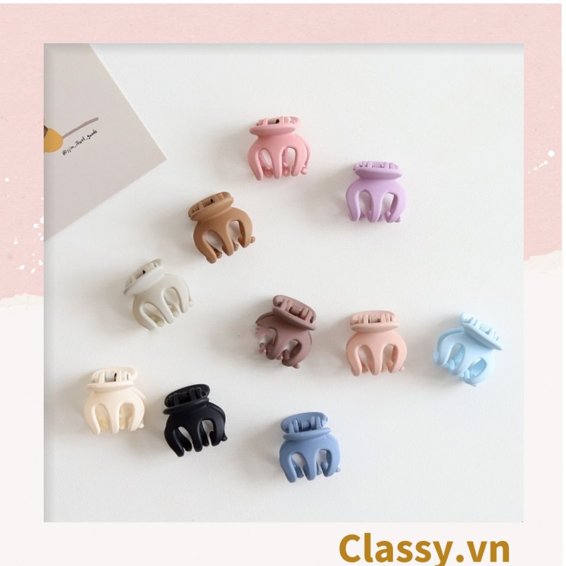Classy Combo 10 kẹp càng cua, kẹp tóc nữ nhiều màu basic PK1628