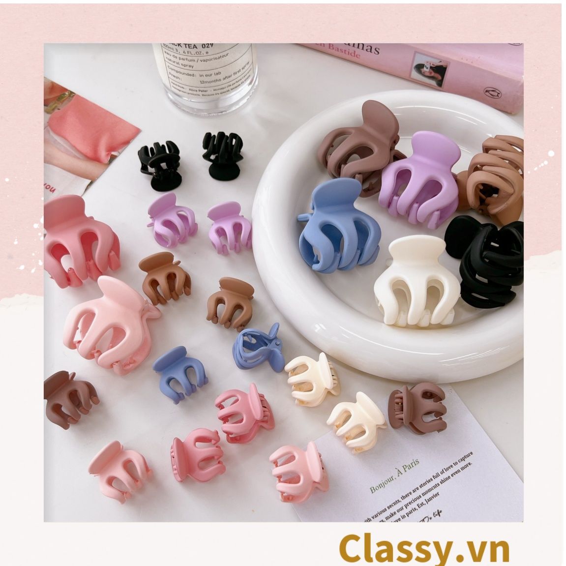 Classy Combo 10 kẹp càng cua, kẹp tóc nữ nhiều màu basic PK1628