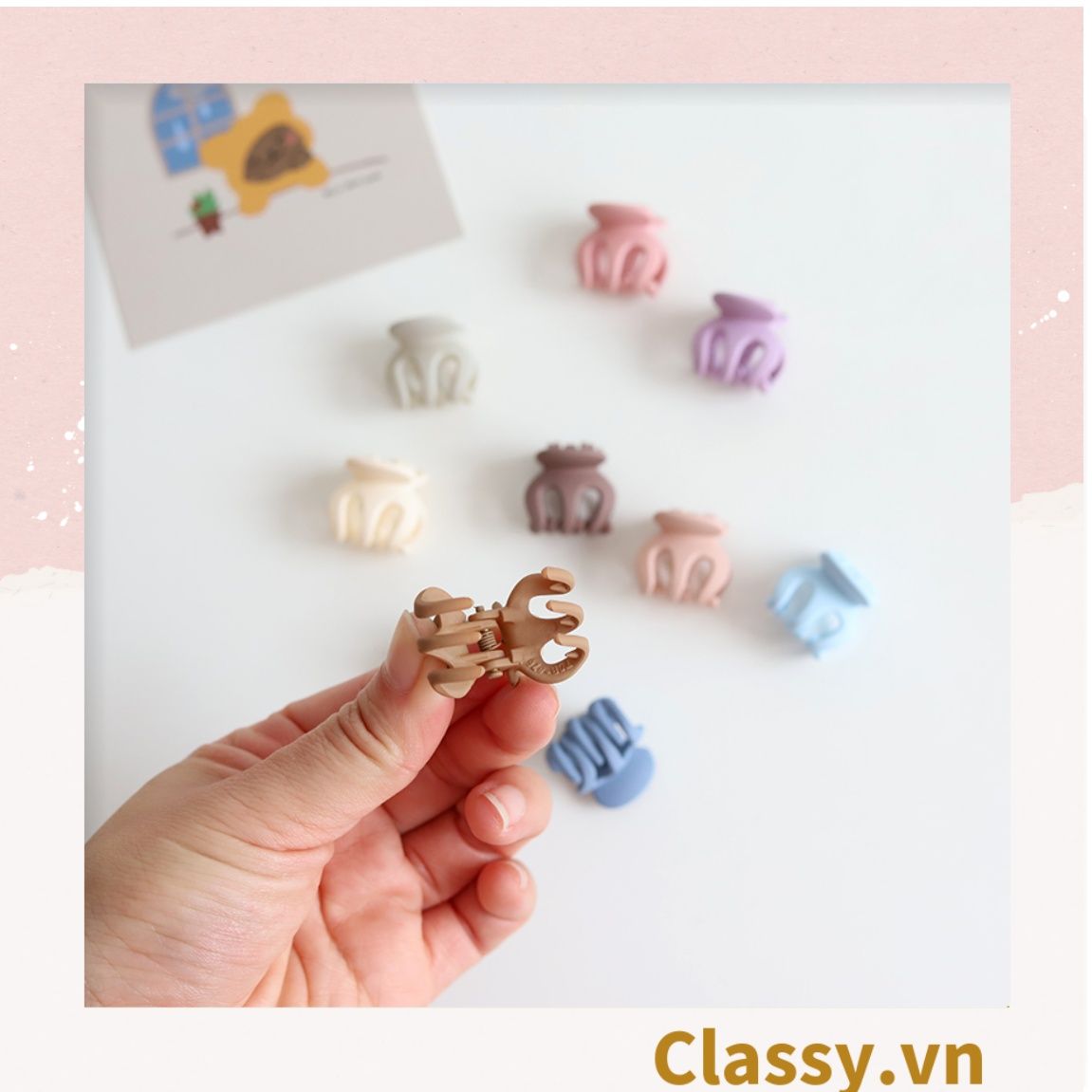 Classy Combo 10 kẹp càng cua, kẹp tóc nữ nhiều màu basic PK1628