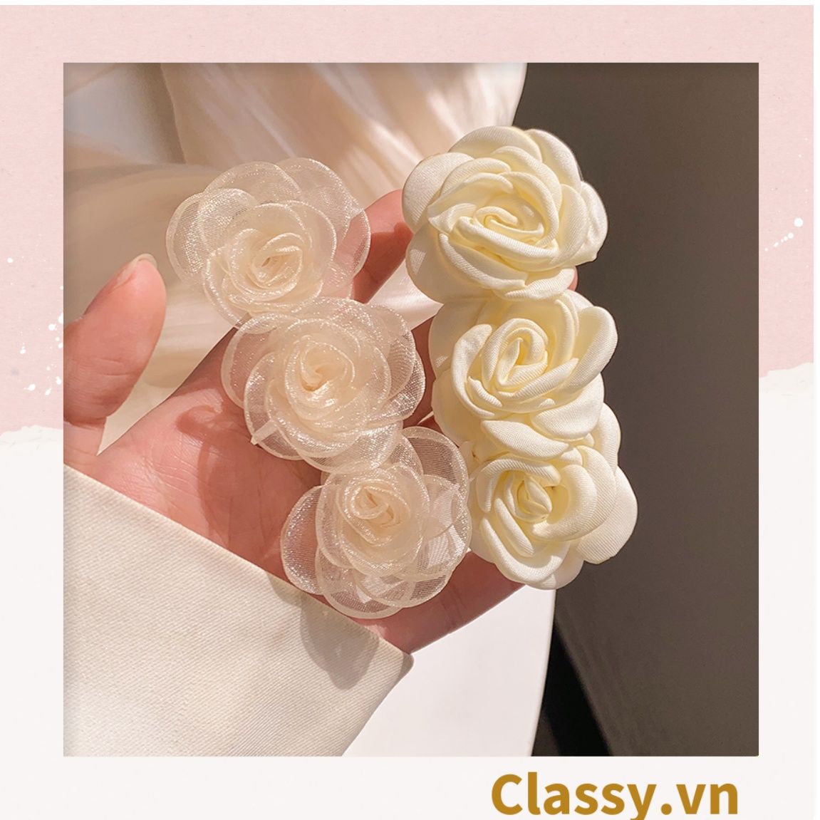 Classy Kẹp tóc mái đính hoa bảng lớn nhiều màu phong cách hàn quốc PK1630