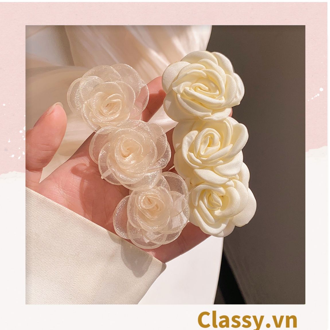  Classy Kẹp tóc mái đính hoa bảng lớn nhiều màu phong cách hàn quốc PK1630 